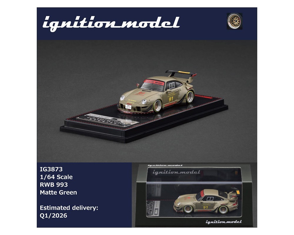 Ignition Model 1:64 Porsche 911 Rauh-Welt Begriff RWB 993 Matte Green IG3873