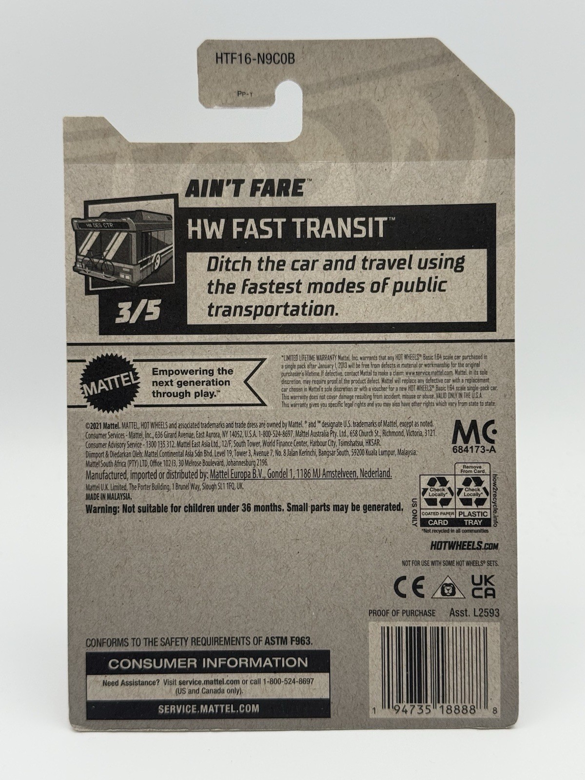 Hot Wheels Treasure Hunt Ain’t Fare 31/250 HW Fast Transit 3/5 Black/Red/White