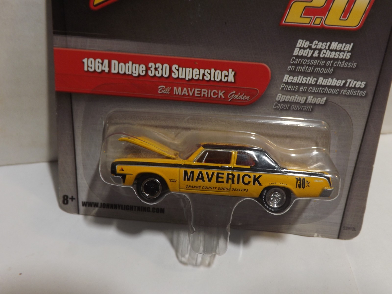 2010 Johnny Lightning 2.0 Yellow 1964 Dodge 330 Superstock Bill Maverick JL3
