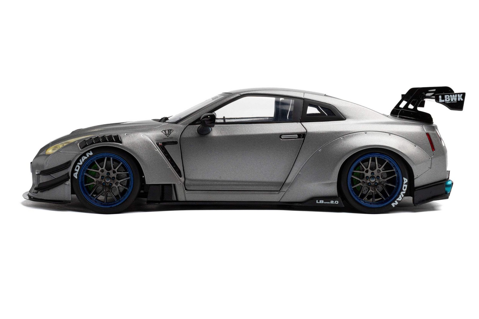 Solido 2024 Nissan GT-R (R35) W/ Liberty Walk Body Kit 2.0 Silver 1:18 S1805815