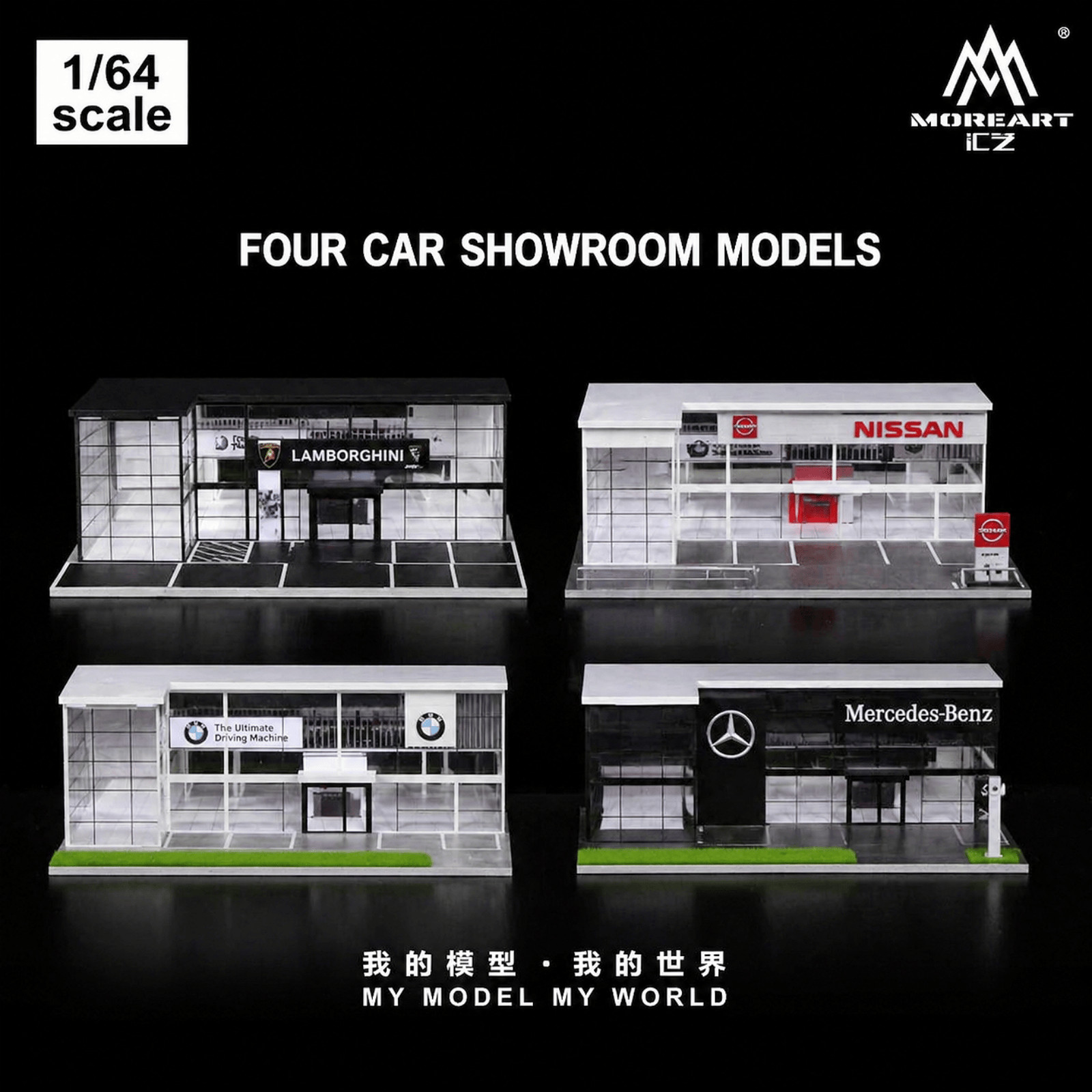 1/64 Diorama Garage Model With LED Parking Lot Display Case For Hot Wheels US
