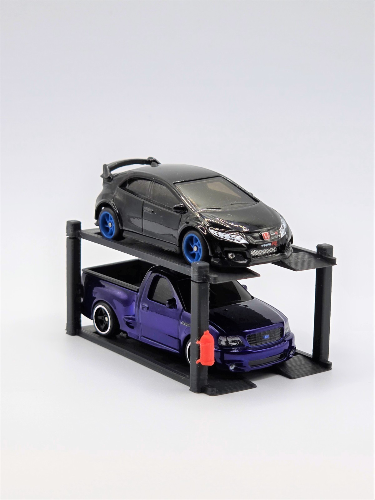 TWO Quantity 1:64 Diecast 2 Car Lift with Colored Tank 3D printed Cars Not Inclu