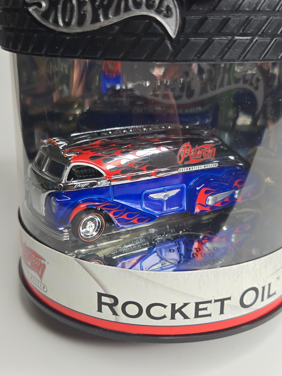 Hot Wheels 2004 Petersen Automotive Museum Oil Can Rocket Oil Tanker Blue