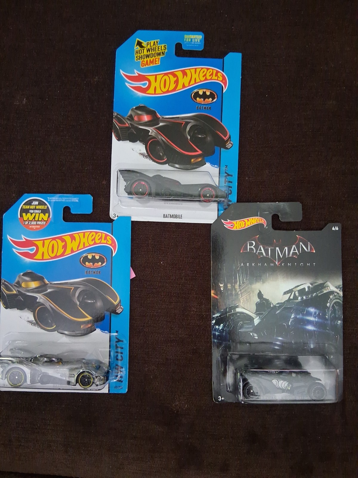 2014 2- 2013 The Dark Knight Batman Hot Wheels 2- Batmobiles Also Hot Wheels