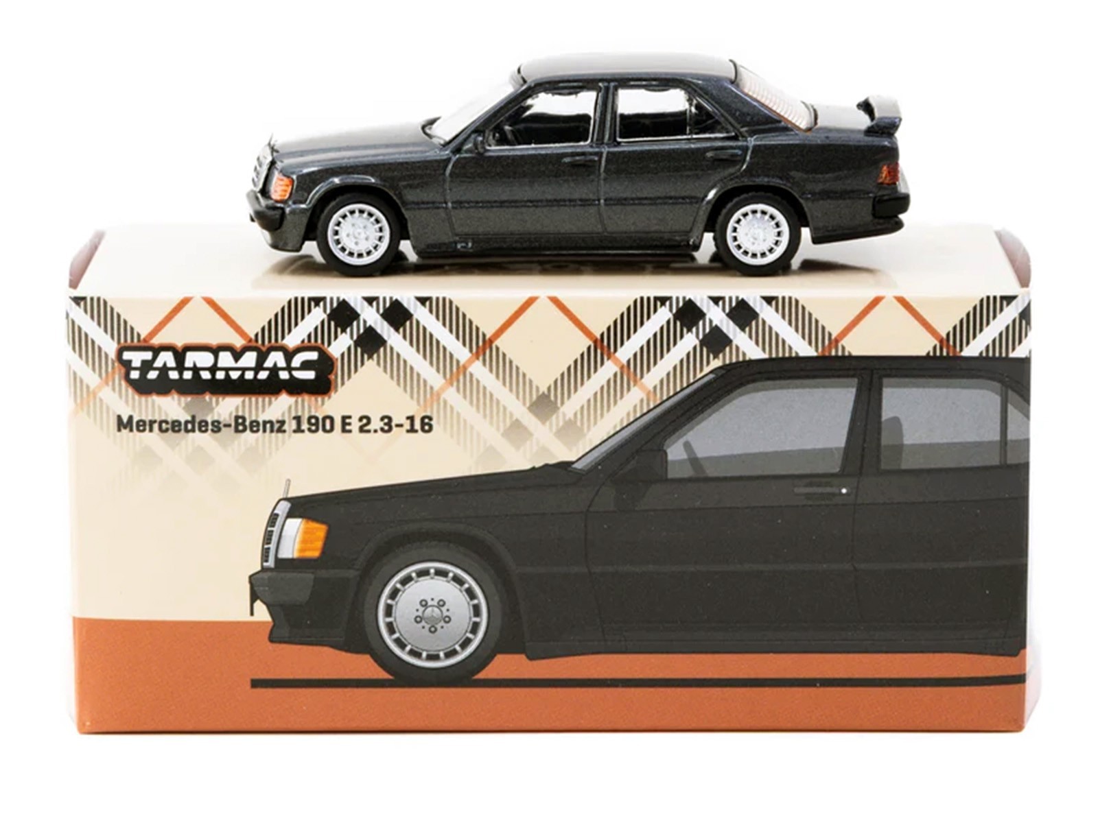 MERCEDES-BENZ 190 E 2.3-16 BLUE-BLACK 1/64 DIECAST BY TARMAC WORKS T64G-047-BK