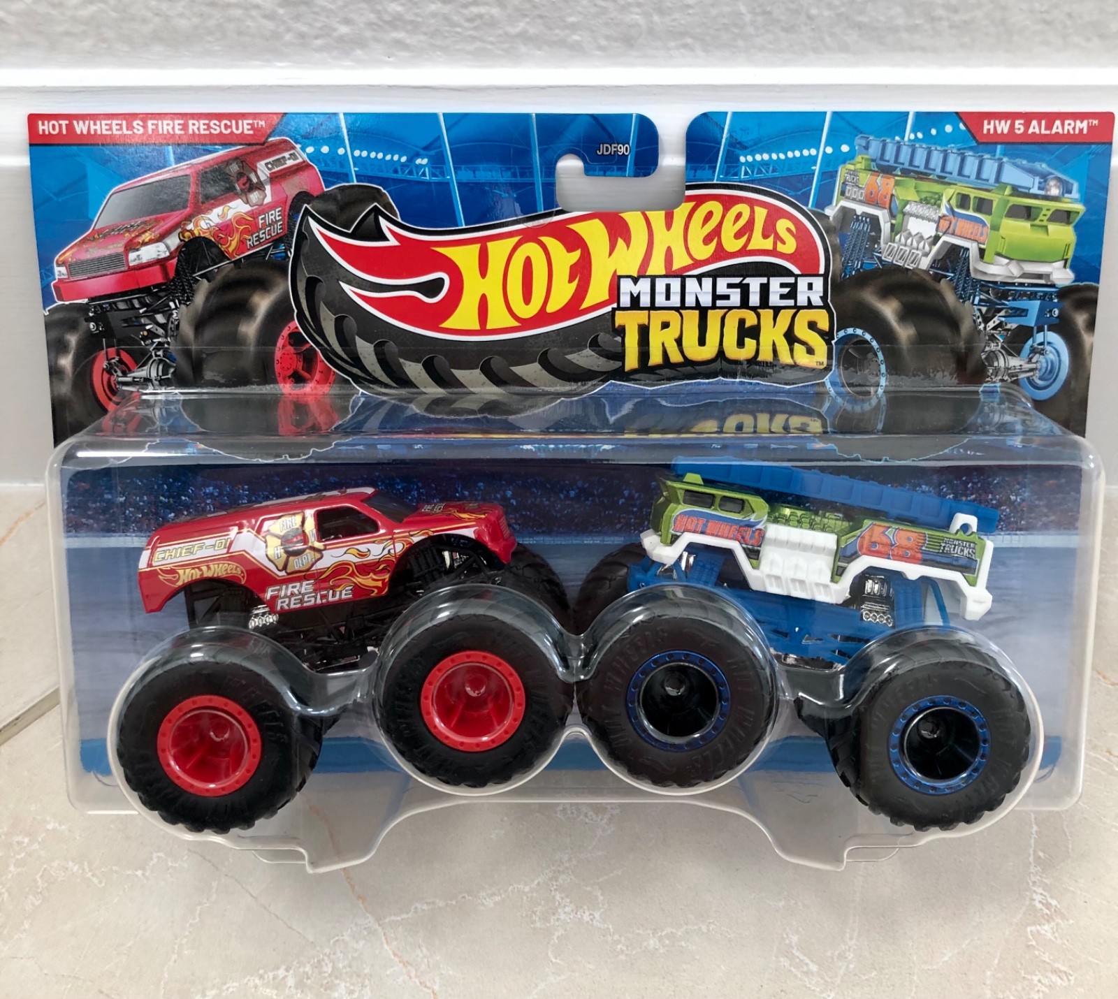 Hot Wheels Monster Trucks Fire Rescue & HW 5 Alarm 1:64 Diecast Vehicle Set