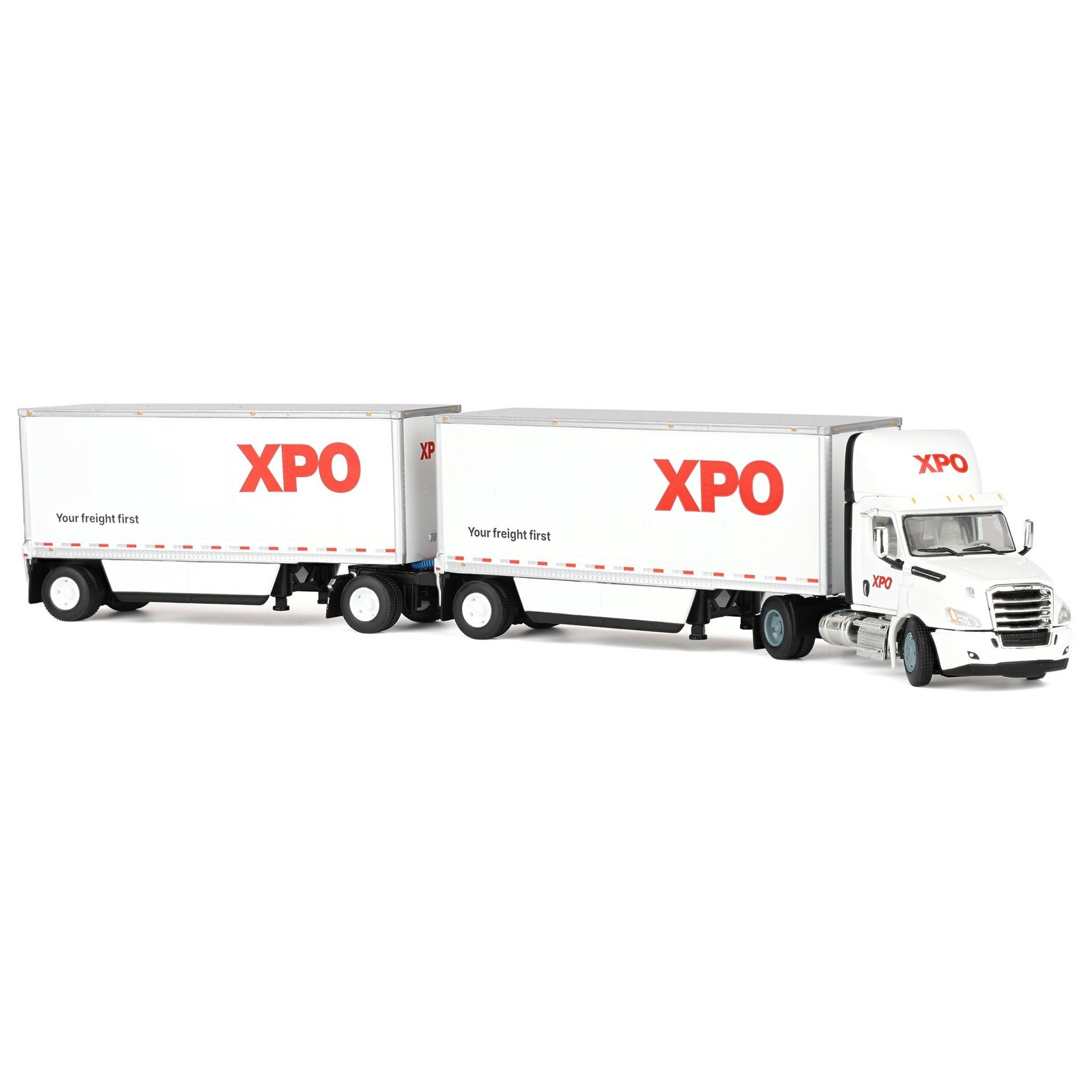 DCP1/64 XPO Freightliner Cascadia Semi Truck Pup Trailers Canada Version 60-1809