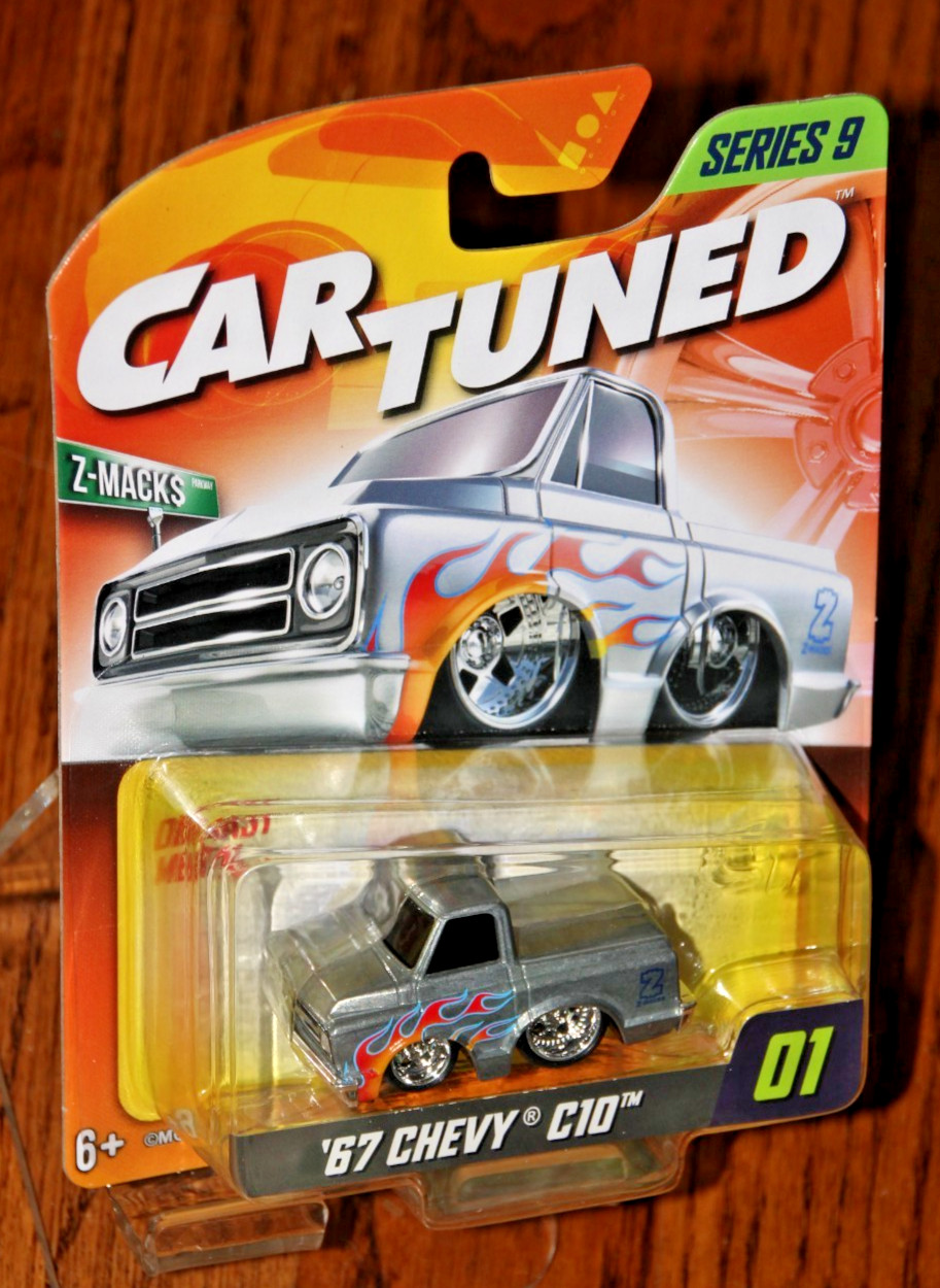 2025 CAR TUNED SERIES 9 ’67 GMC C10 PICKUP TRUCK IN LIGHT GRAY W/RED FLAMES