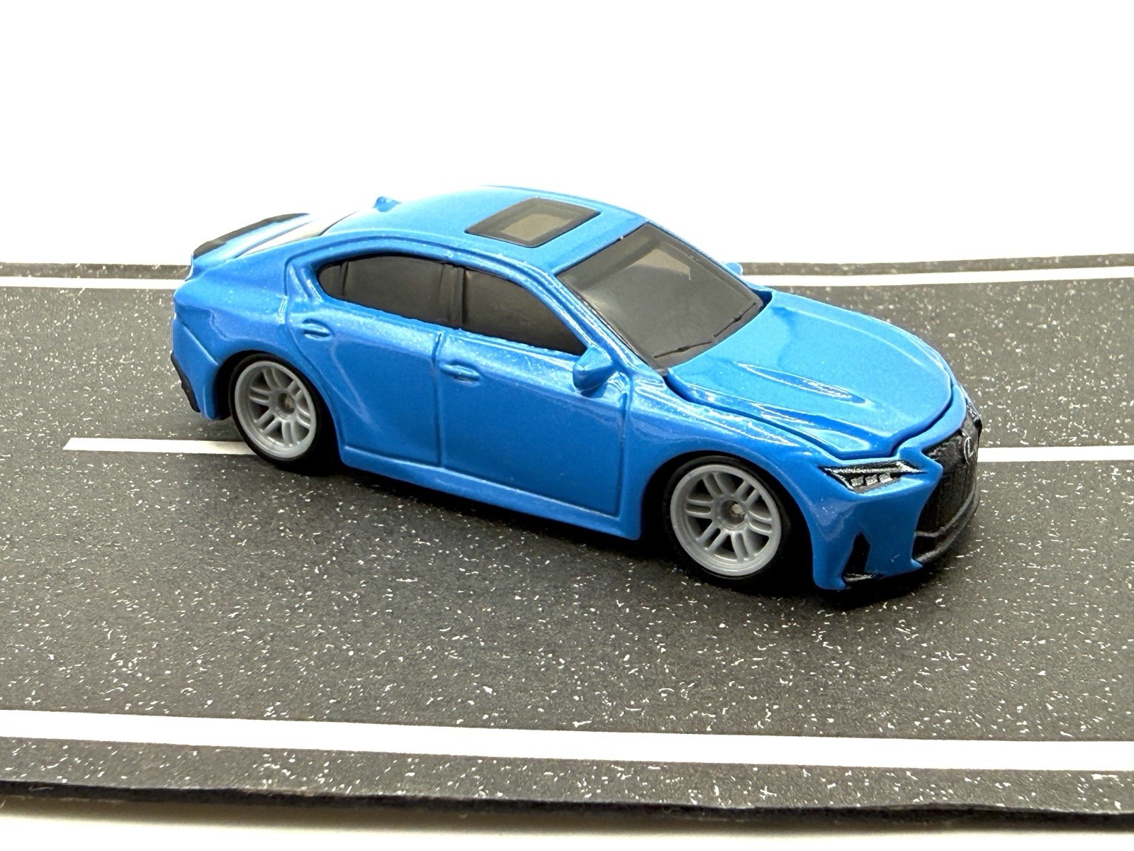 Matchbox Moving Parts 2024 Lexus IS 500 (blue) CUSTOM LOWERED WHEEL SWAP by AEB
