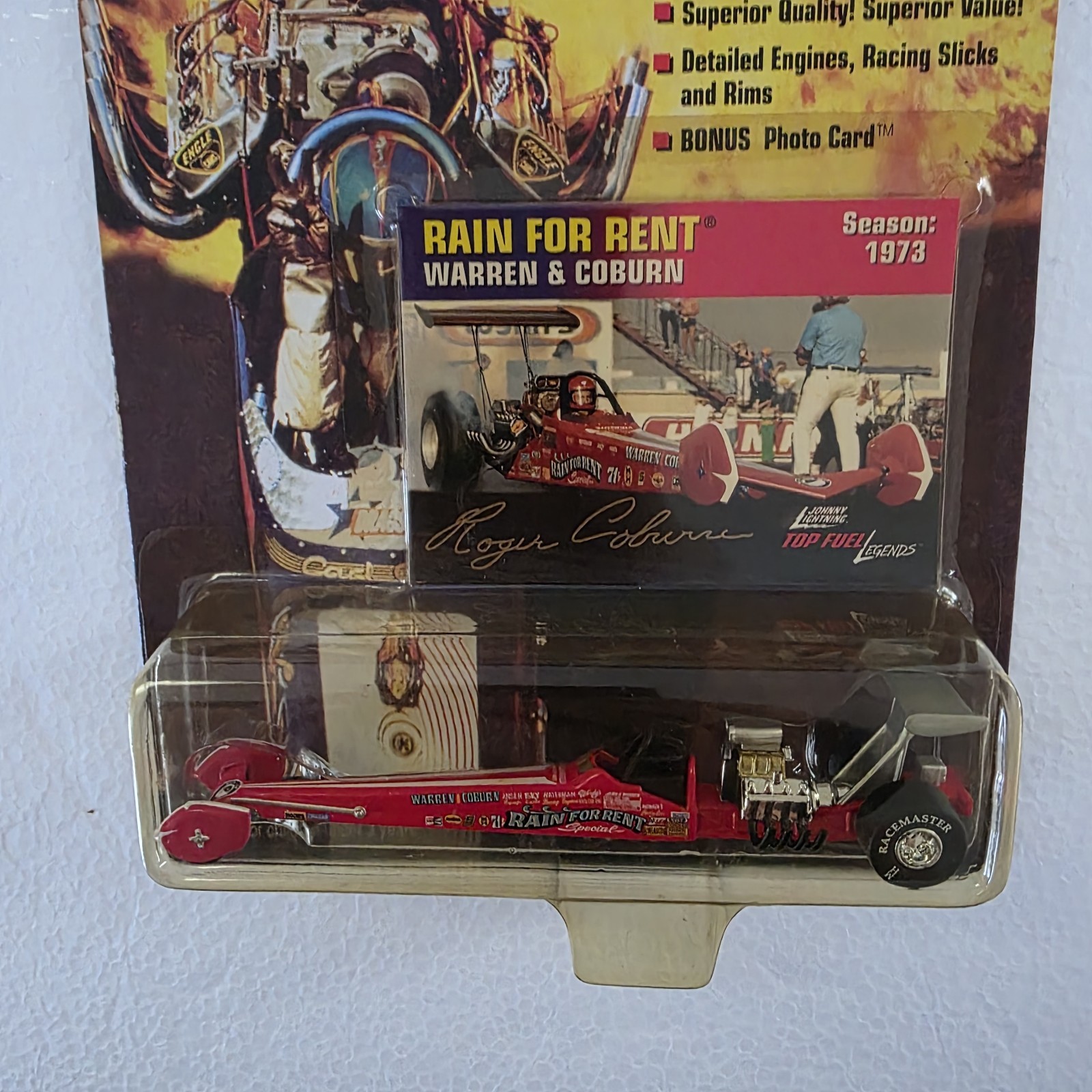 Johnny Lightning Top Fuel Legends 1:64 Roger Coburn Rain For Rent Season 1973