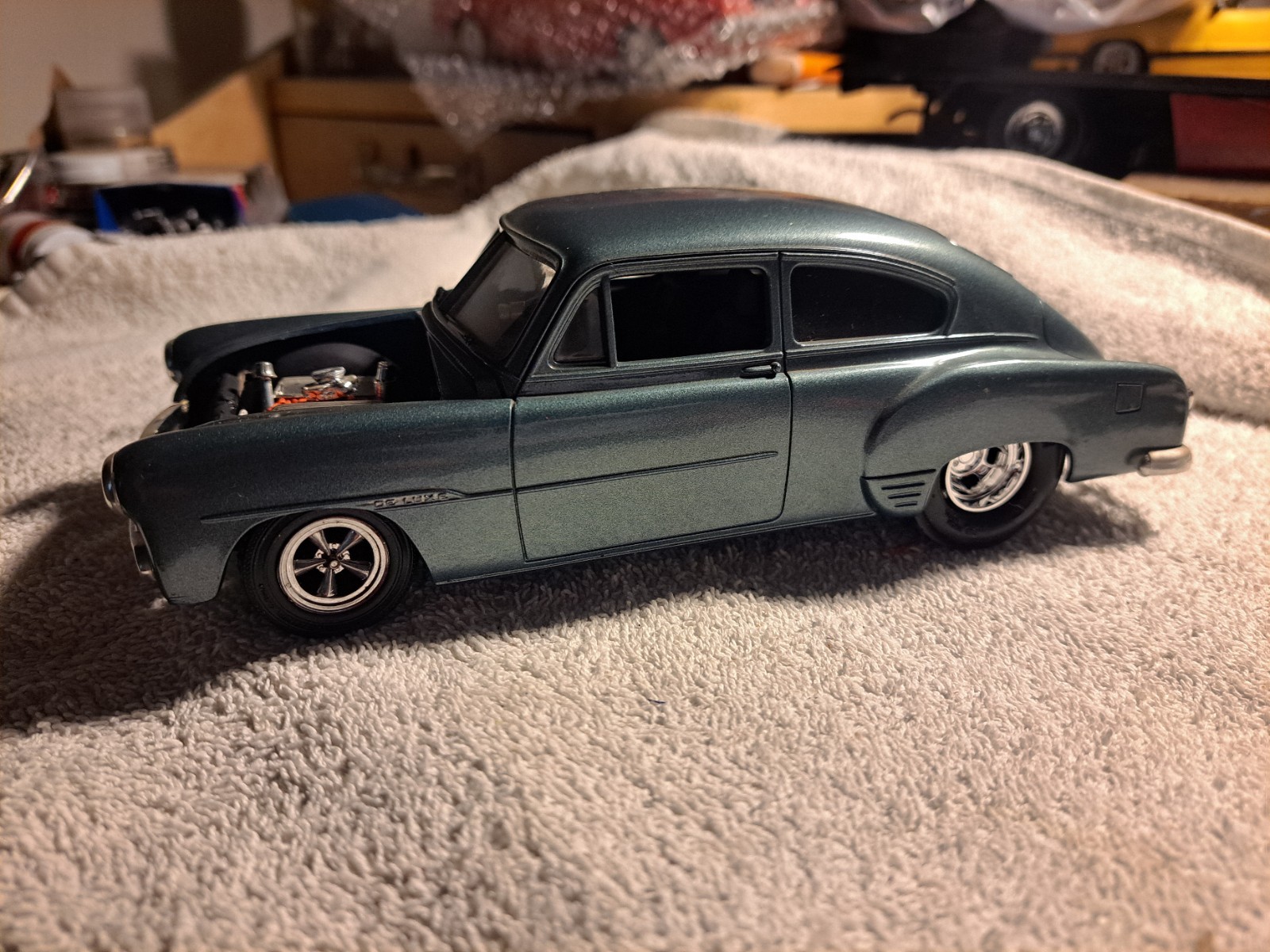 Green Custom Coupe Model Car w/ Exposed Engine, Used