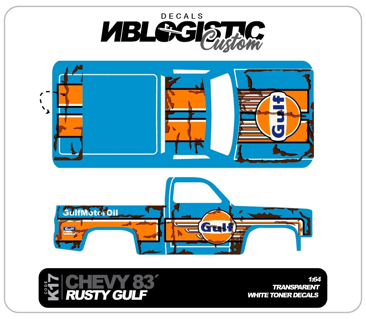 ’83 CHEVY SILVERADO Custom WaterSlide Decal for hot wheels 1/64 015