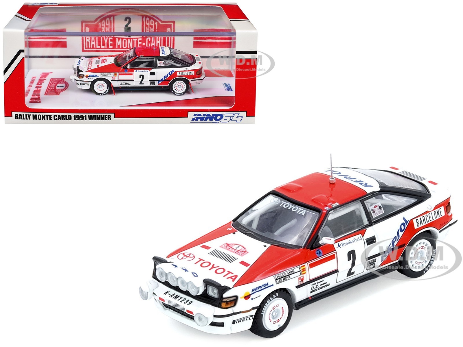 TOYOTA CELICA GT-FOUR #2 WINNER RALLY MONTE CARLO 1/64 BY INNO IN64-ST165R-91MCW