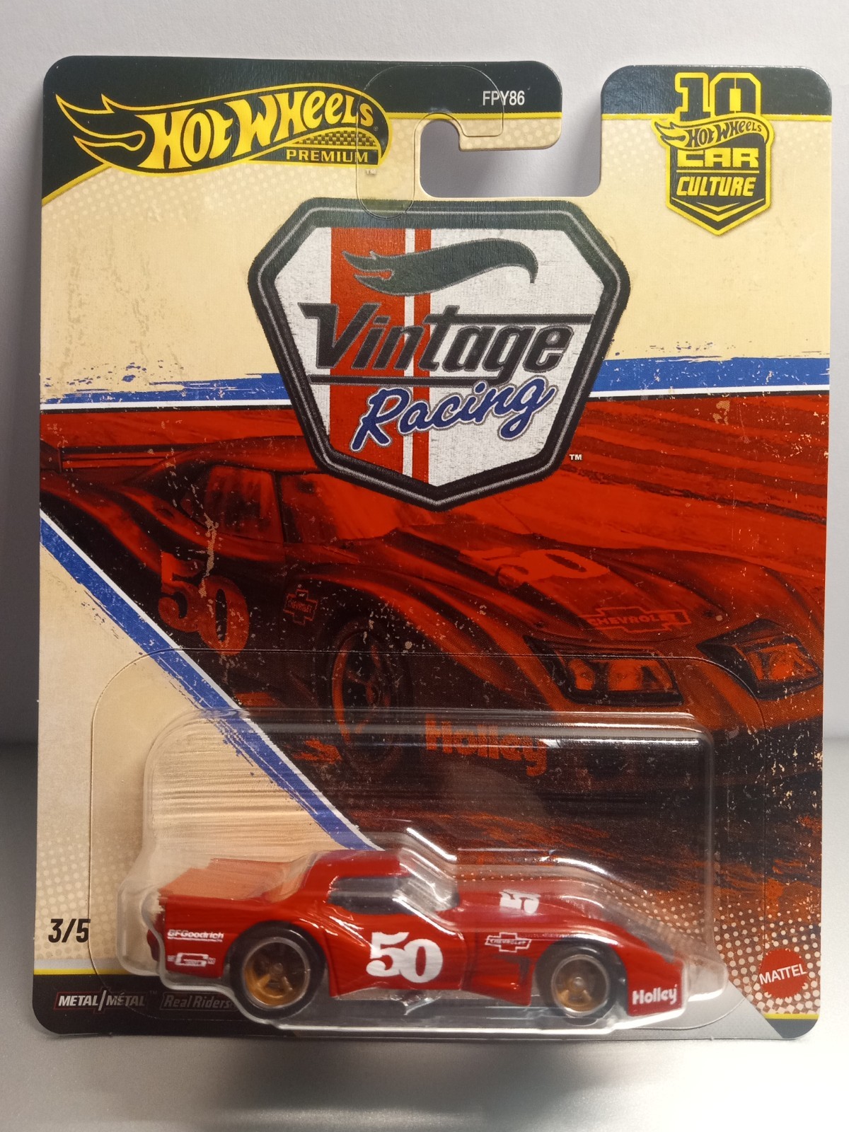 Hot Wheels Premium Vintage Racing ’76 Greenwood Corvette Real Riders Red Diecast