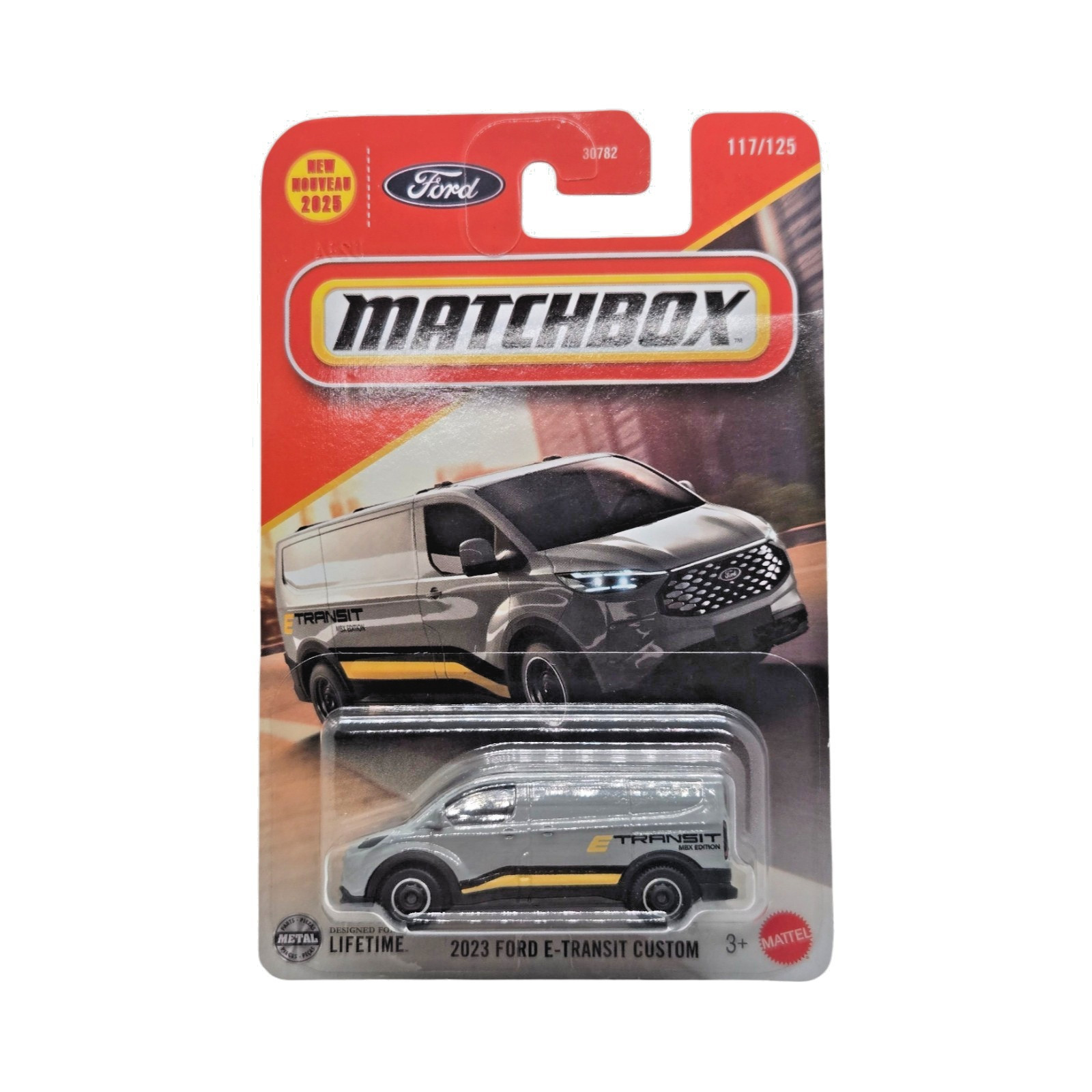 2025 & 2026 Matchbox 2023 Ford E-Transit Custom Van Gray & Blue Variation Set