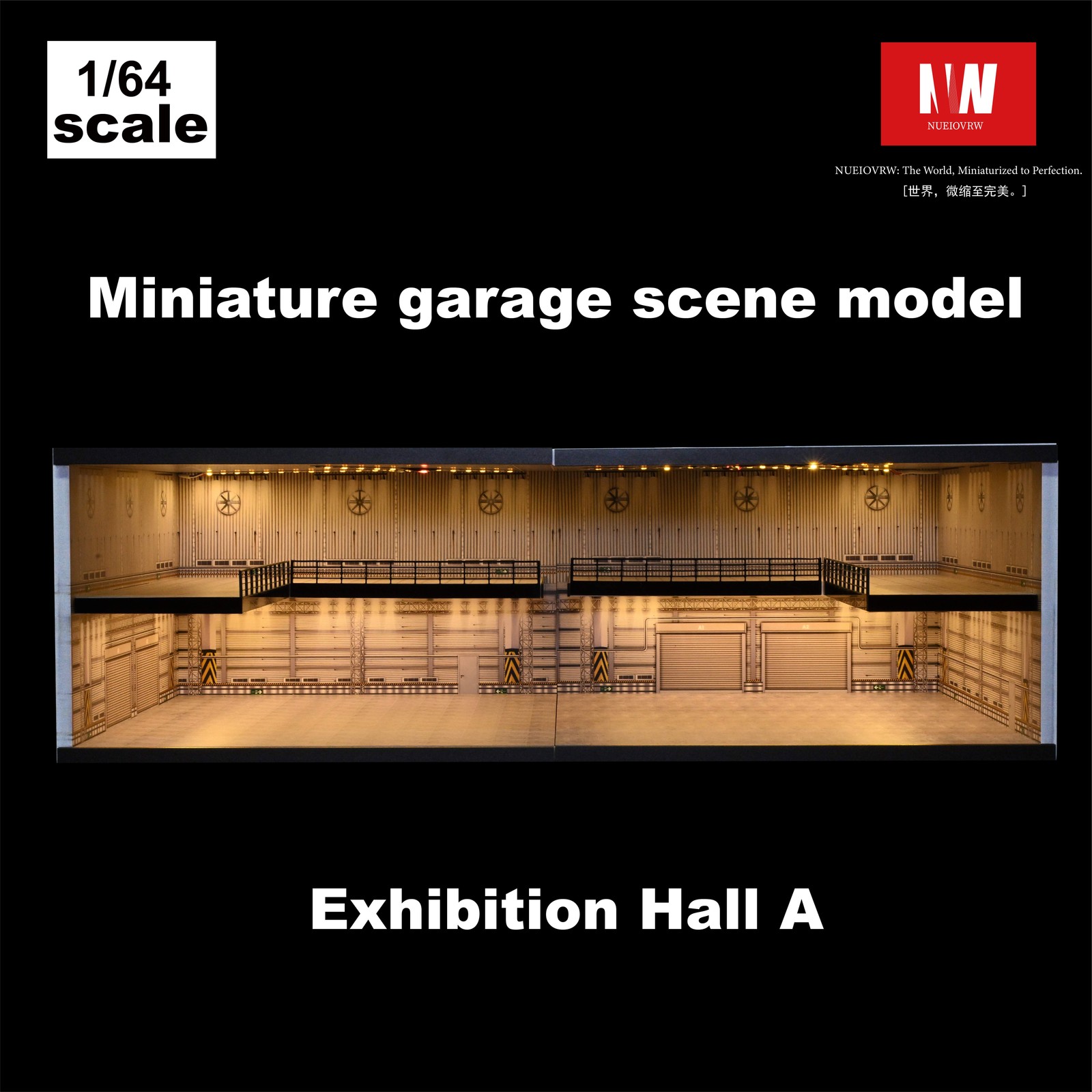 Diorama 1/64 Big Garage Model LED Lighting Parking Lot Scene Display Case Toy US