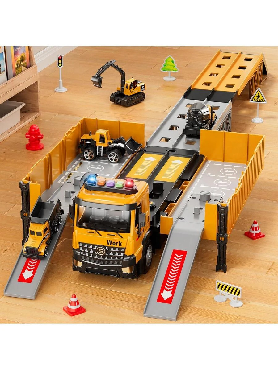Kids Construction Truck Toys 3-8 Years, Carrier Crane Light Sound