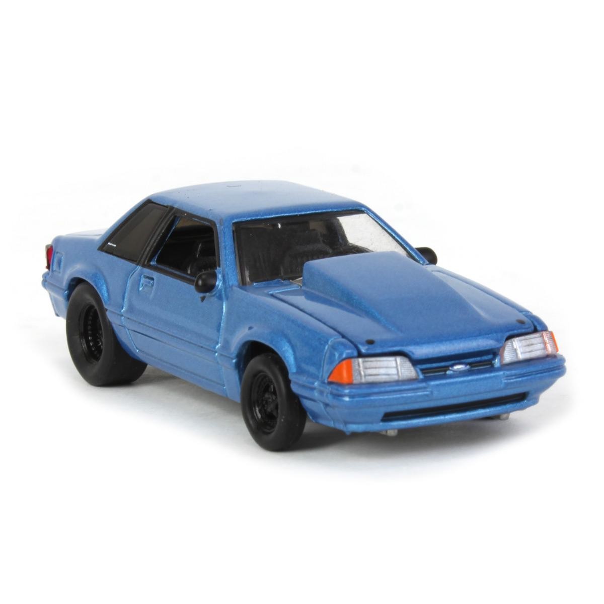 Greenlight 1/64 1993 Ford Mustang Blue Drag Car, LP Diecast Exclusive 51522-B