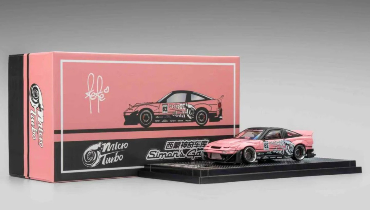 MT 1/64 NISSAN 180SX S13 Rocket W/Pop Up/Interior/Engine Die Cast Model -PINK-