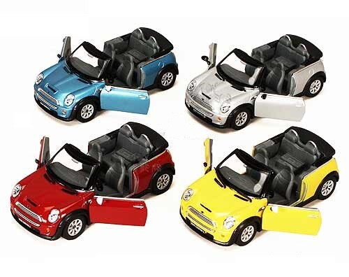 Mini Cooper S Convertible, Kinsmart, Diecast Model Toy Car, 4 Colors, 5”, 1:28