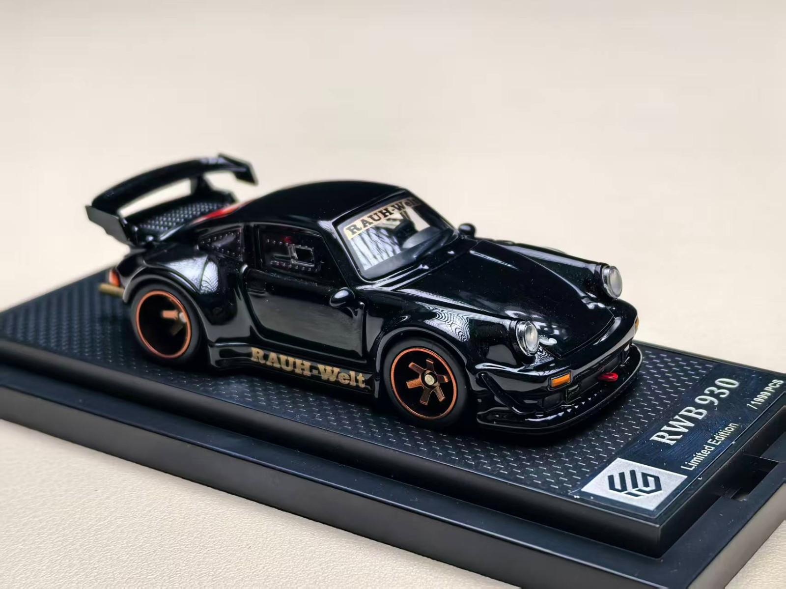 FG 1:64 Porsche 930 RWB Widebody Modification Black Fully Open Alloy Diecast Mod