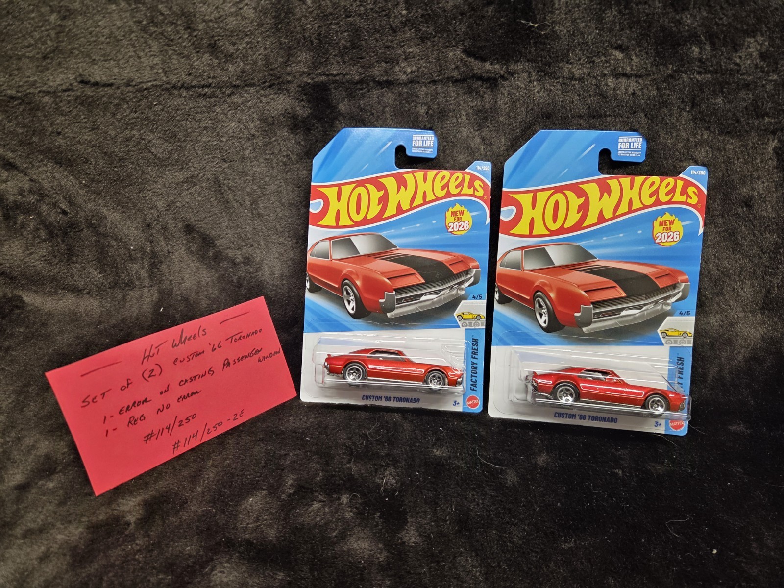 2026 Hot Wheels Custom 66′ Toronado Red ERROR Diecast 1:64 Factory Fresh #4/5