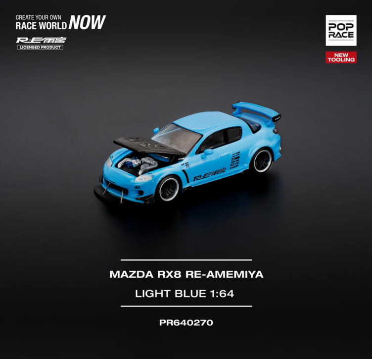 Pop Race Mazda RX8 RE-Amemiya Light Blue 640270 1/64