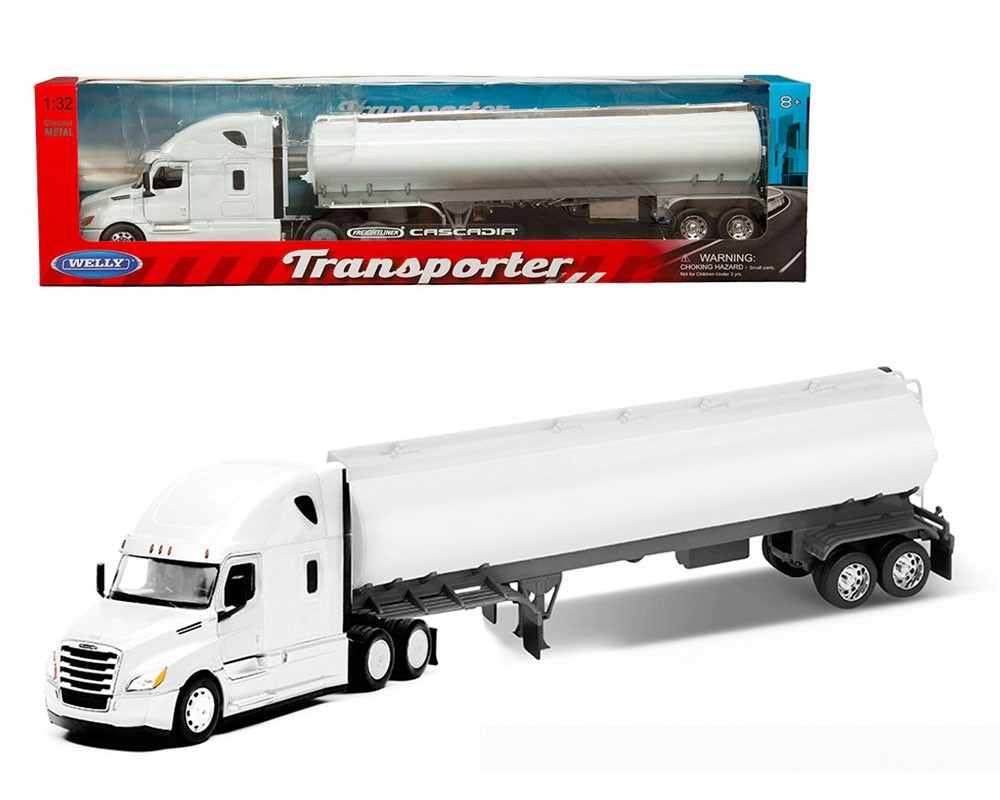 WELLY TRANSPORTER FREIGHTLINER CASCADIA TANKER 1/32 w/ WHITE TANKER WHITE 32697