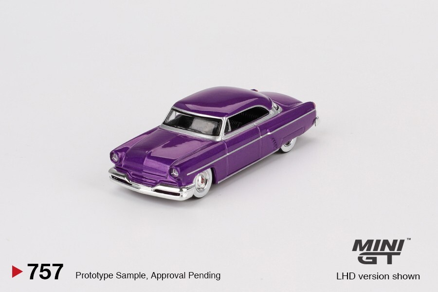 2024 Mini-GT Overseas Box Ed: Metallic Purple 1954 LINCOLN CAPRI Hot Rod #757