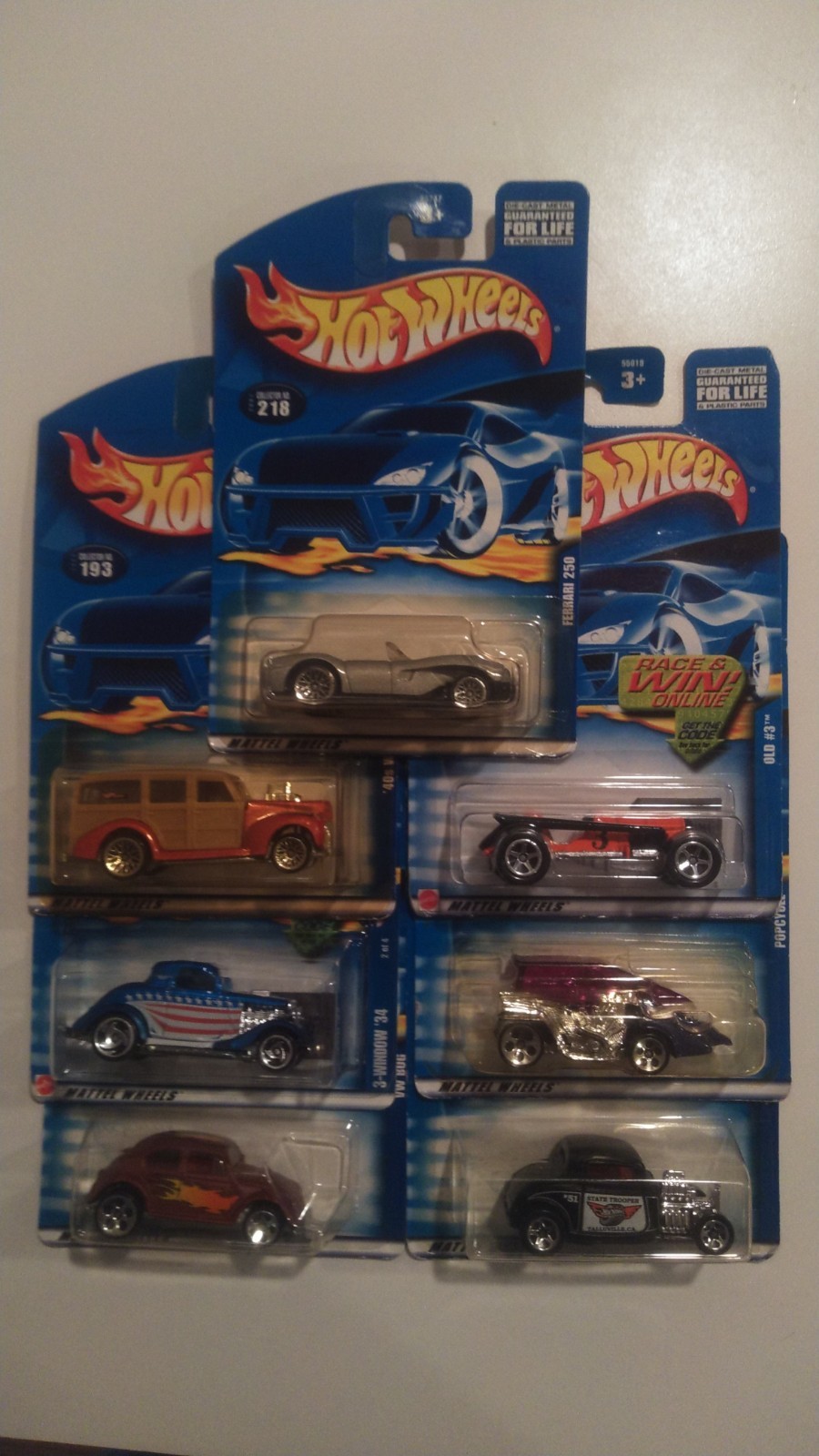 Lot of 7 Hot Wheels 2000–2002 Sealed Ferrari 250, VW Bug, ’32 Ford, 3-Window ’34