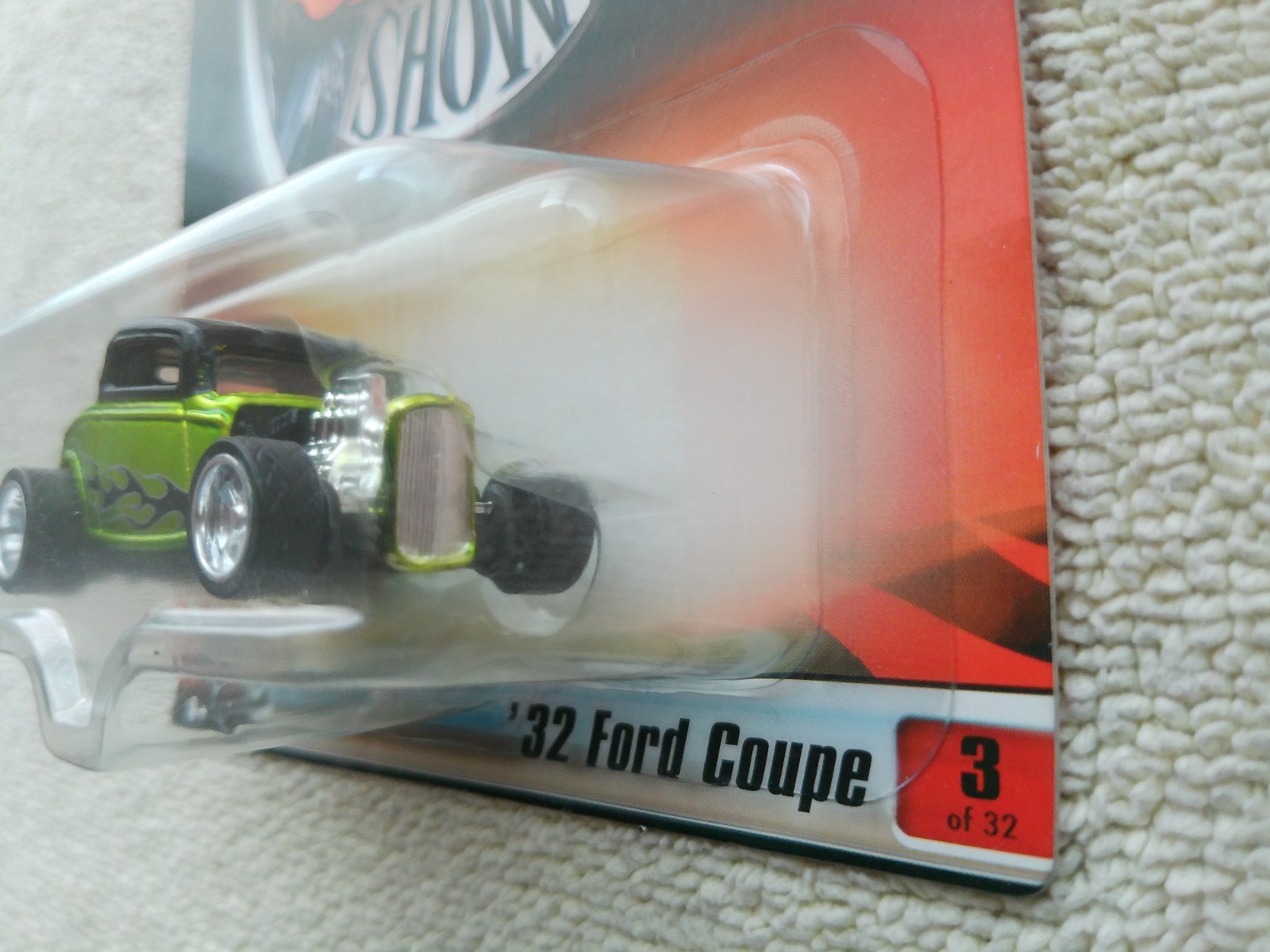 2006 Hot Wheels Street Show 32 Ford Coupe 3/32 Green & Black w/Real Rider NIB!