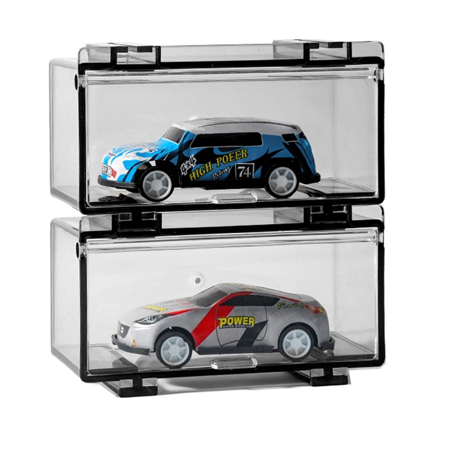 Display Case Storage Box For Hot Wheels 1/64 Car Stackable Toys Collection Gray