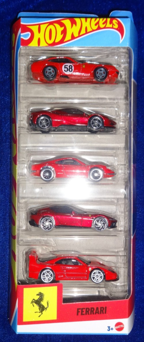 Hot Wheel 5 Pack Ferrari Dino 206 GT, SF90 Stradale, 365 GTB4 C, 12CilinDRI, F40