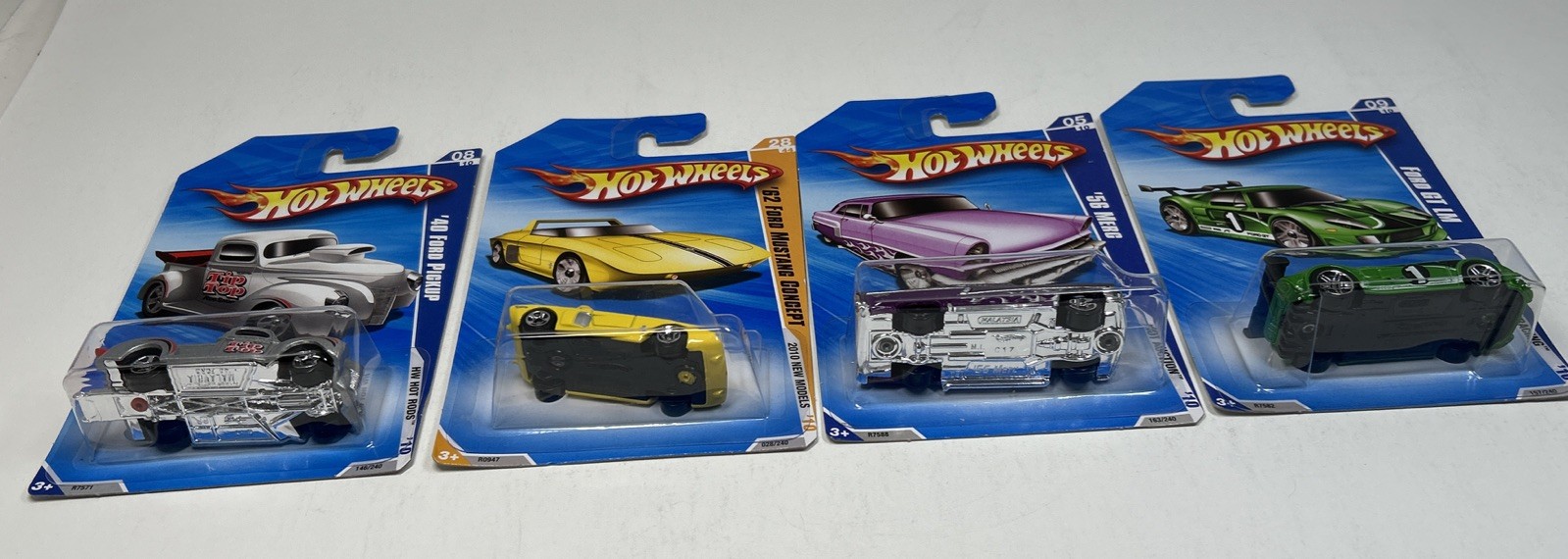 Hot Wheels 2010 40 Ford Pickup, Mustang Concept, Ford GT LM, 56 Merc Lot of 4
