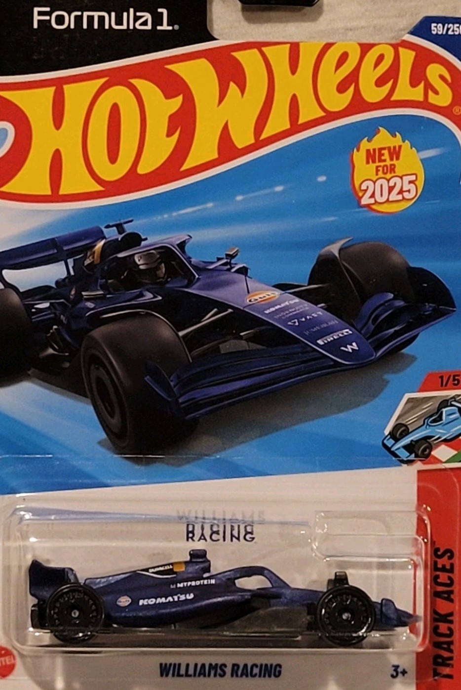 2025 Hot Wheels Formula 1 – Williams Racing Blue Track Aces 1/5 JBC07 59/250