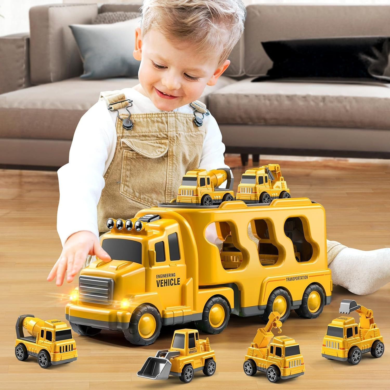 Trucks for Toddlers 2-4 Years 1-3 4-8 4-7 Boys Girls, 5 in 1 Construction Carrie
