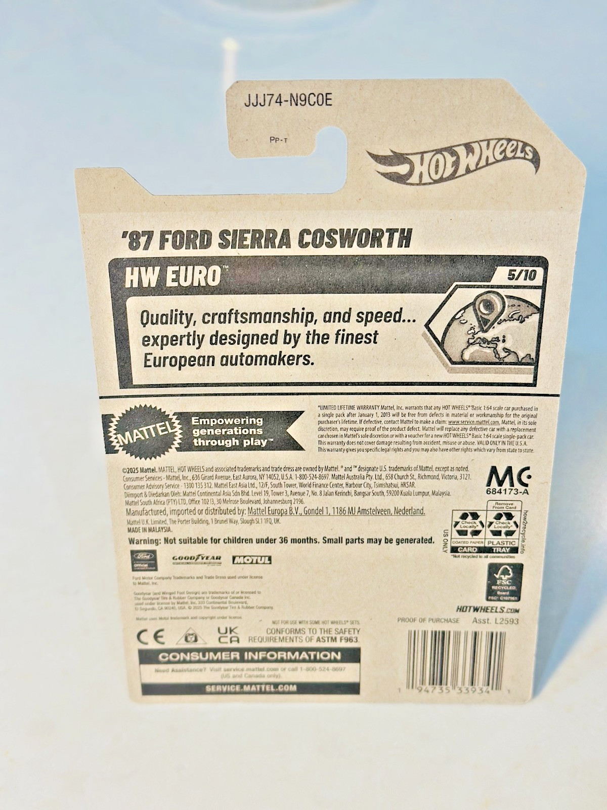 Hot Wheels Ford Sierra Cosworth Pink 87 HW Euro #116 FREE SHIPPING
