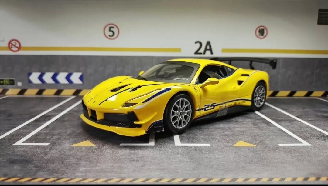 Ferrari 488 Challenge alloy model car 1:24 yellow