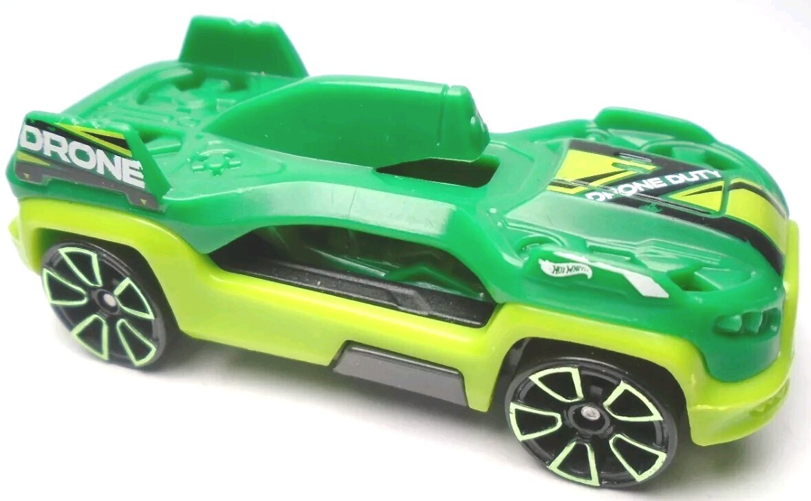 2022 HOT WHEELS DRONE DUTY GREEN 1:64 DIECAST 2 3/4″ CAR W WHITE – REMOVABLE TOP