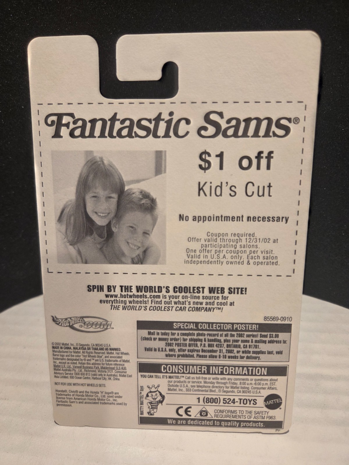 Hot Wheels Fantastic Sams 1:64 1999 Honda Civic Si Diecast White