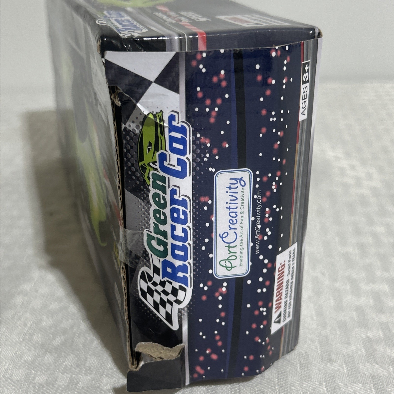 ART CREATIVITY GREEN RACER CAR PUSH N GO SPEED NEW IN DAMAGED BOX