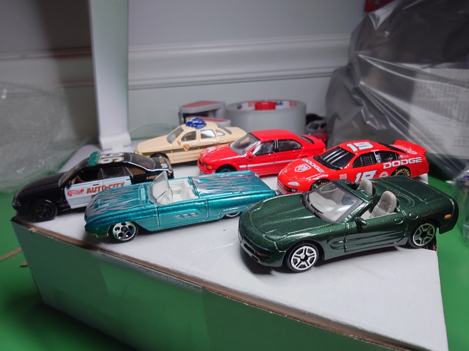 Lot Of 6 Nice Hot Wheels And Other Brand Diecast Cars, Thunderbird, Police, Bmw