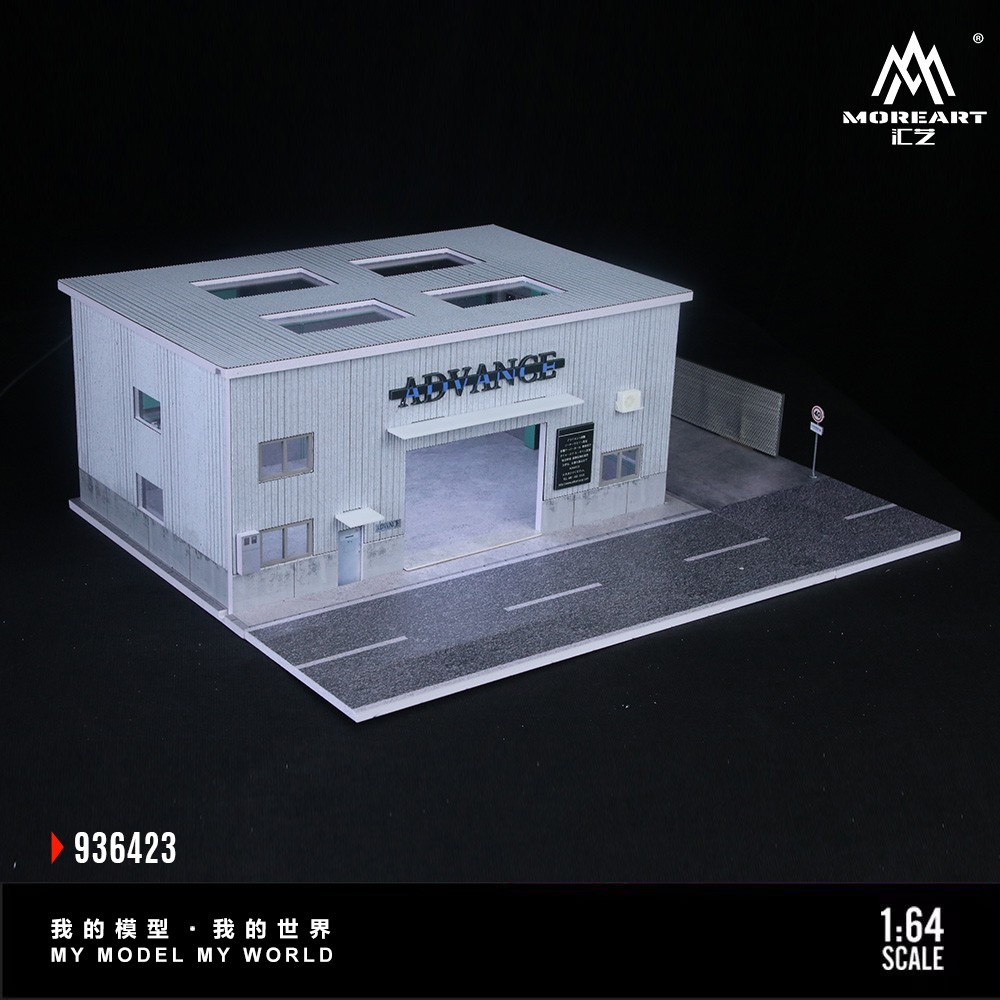 1 /64 Diorama Diecast Garage Model LED Lighting Model Car Display Case Building