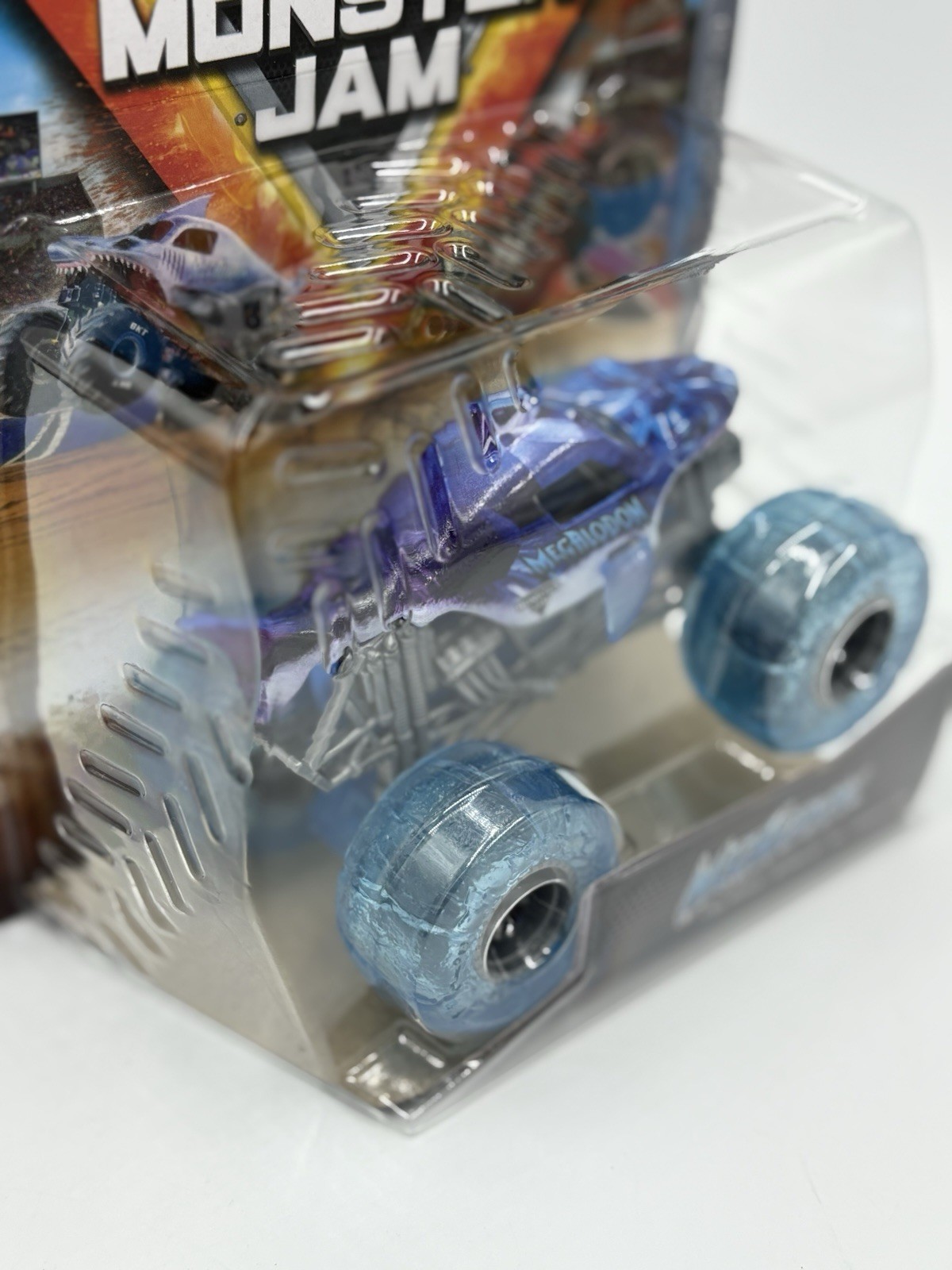 New Design Monster Jam Megalodon with clear blue tires 1:64 Scale
