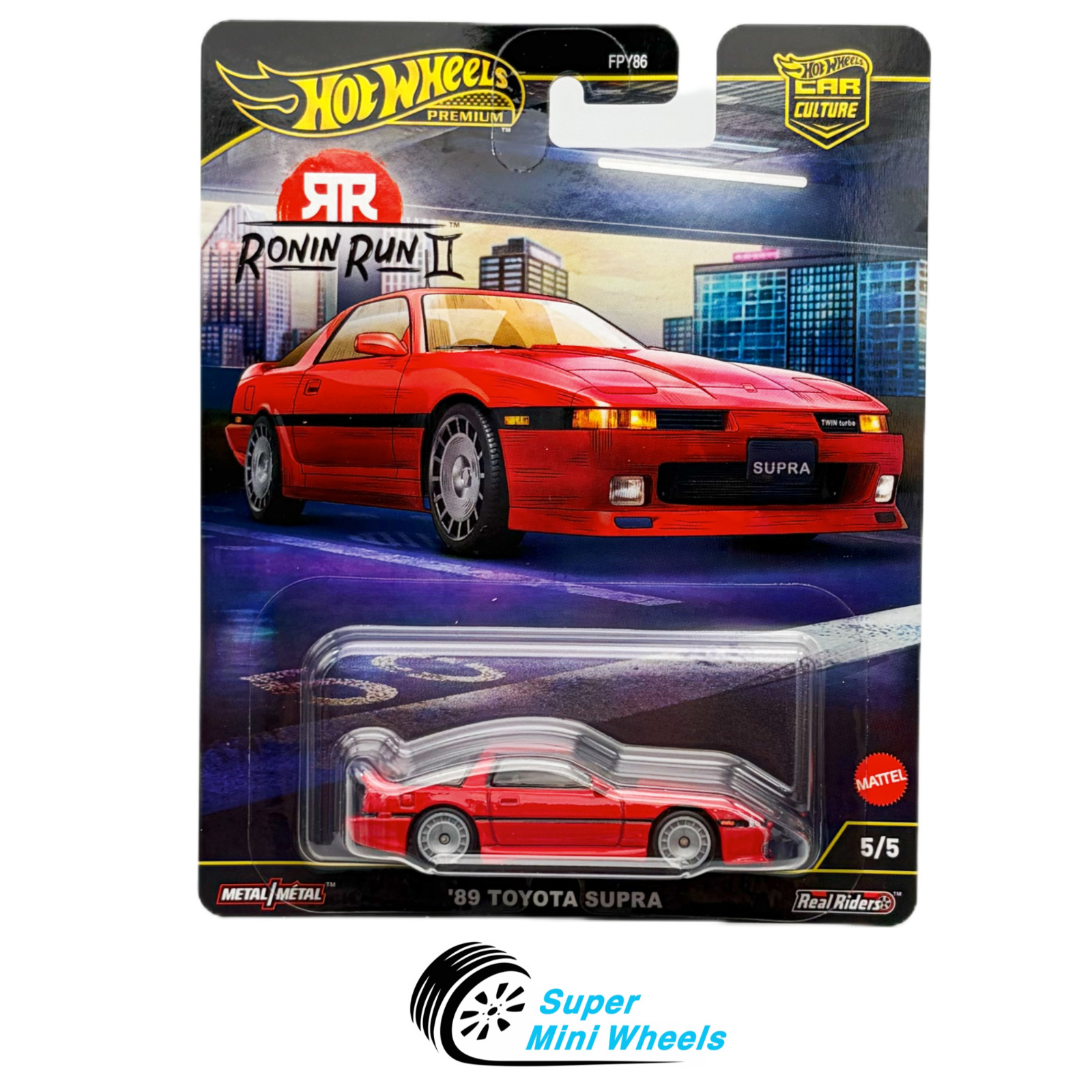 Hot Wheels Premium ‘89 Toyota Supra Red Car Culture Ronin Run II