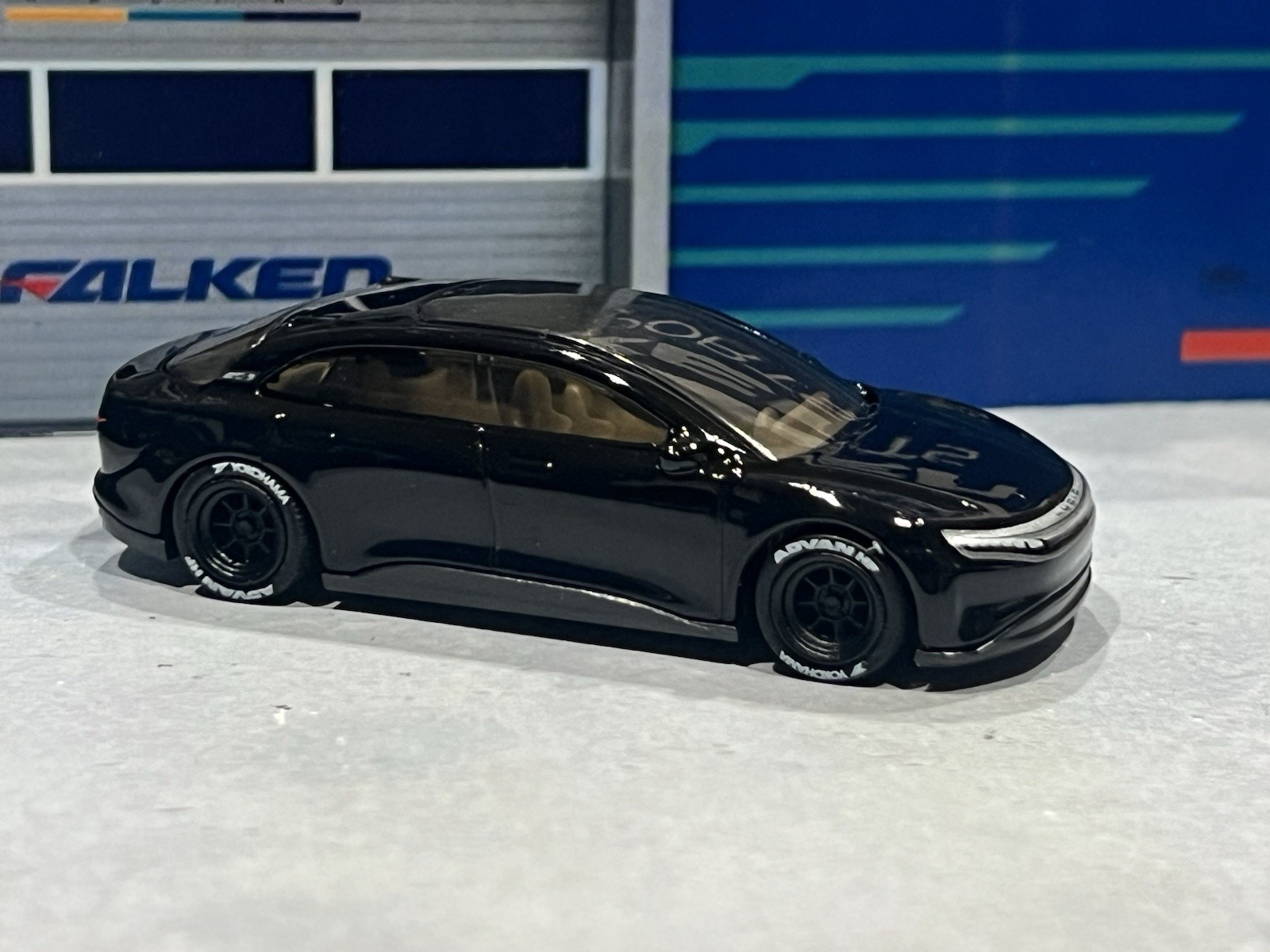 2023 Hot Wheels #97 Factory Fresh Lucid Air Black Real Rider wheel swapped