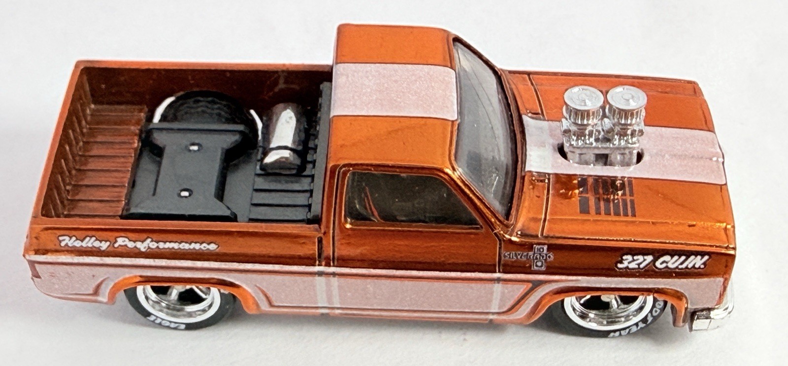 Hot Wheels Custom ’83 Chevy Silverado Holley 327 Copper Real Riders Loose Pickup