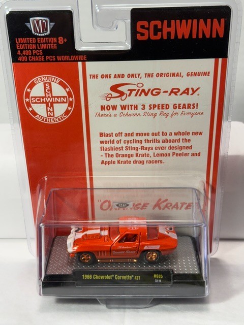 M2 MACHINES – CHASE – 1966 CHEVROLET CORVETTE 427 – SCHWINN ORANGE – 1 OF 400