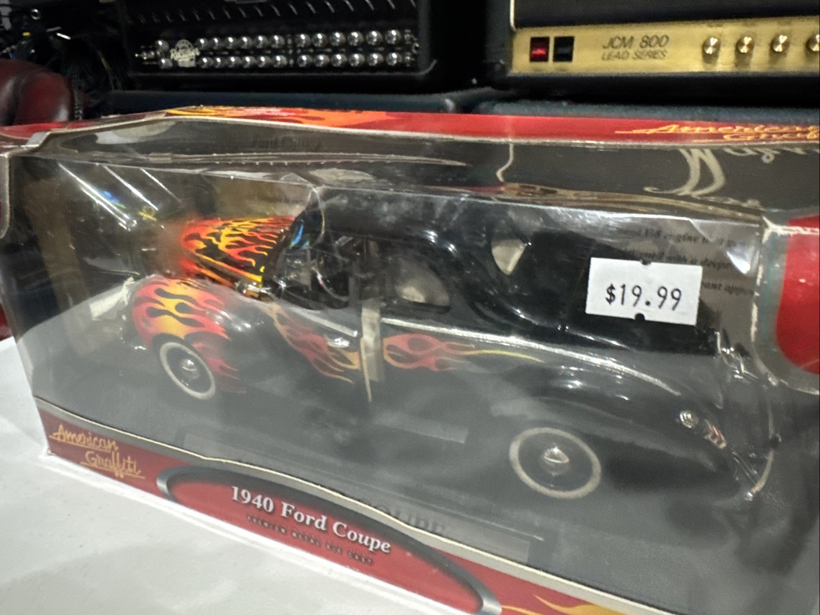 American Graffiti 1940 Ford Coupe 1:18 Diecast Car Black Flames Opening Metal