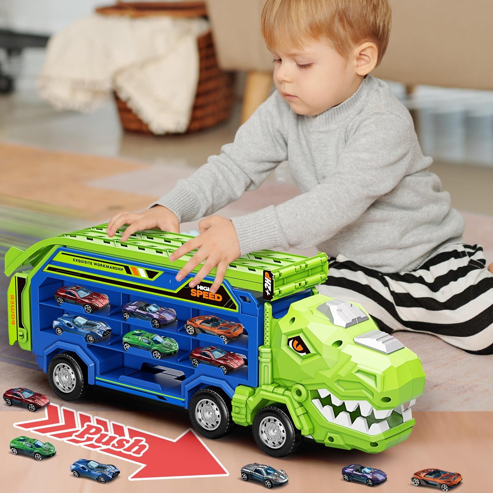 Dinosaur Truck Car Toys for 3, 4, 5, 6, 7, 8 Years Old Kids, Carrier Truck Ra…